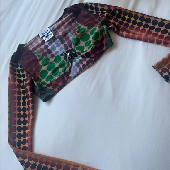 Jean Paul Gaultier Polkadot Long Sleeve Crop Top - Picture 1 of 5